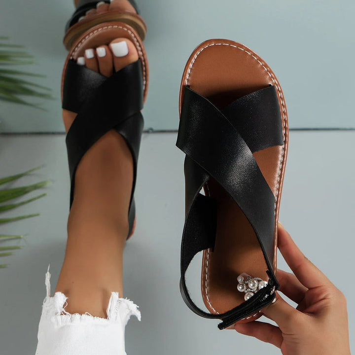 Levoire | Sandales En Cuir Pour Dames Avec Boucle Noir