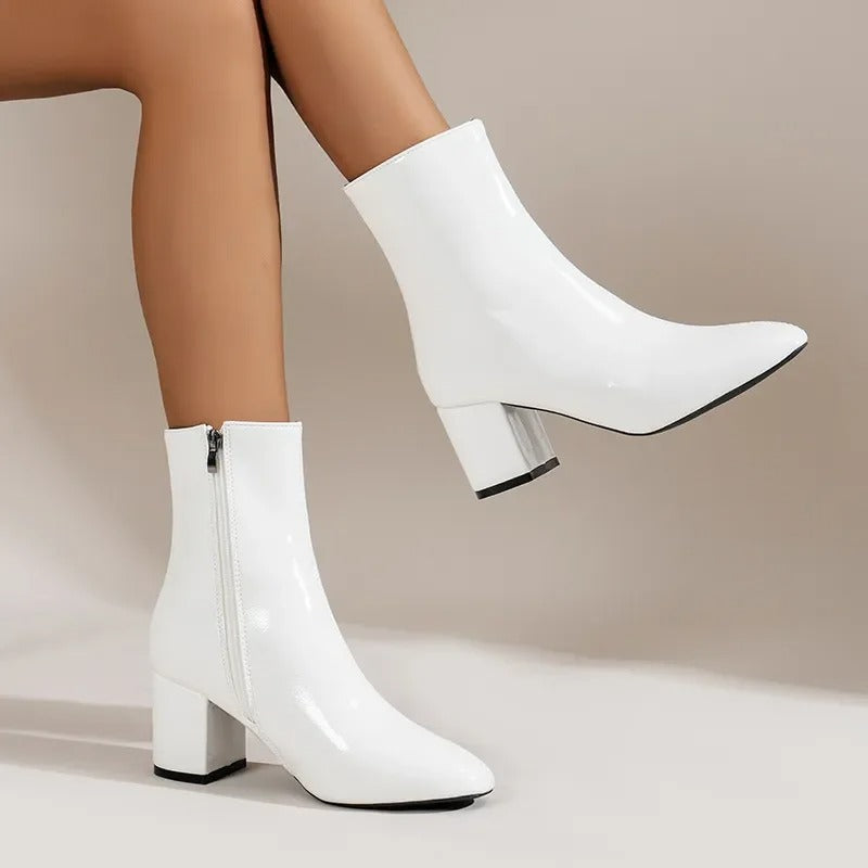 Levoire | Bottes Élégantes Pour Femmes Avec Un Large Talon Élégance Intemporelle & Confort Ultime Blanc