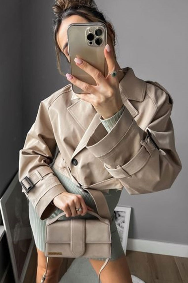Levoire | Best-Seller Veste Raccourcie En Tissu Tissé Léger Khaki