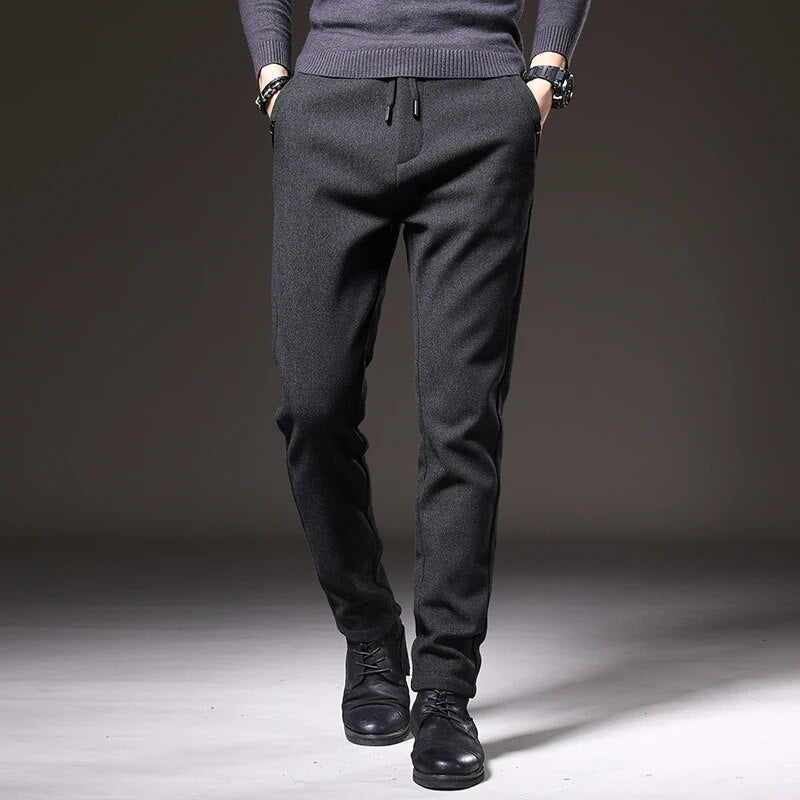 Levoire | Pantalons D'Automne Élégants En Tissu Brossé Pour Hommes Noir