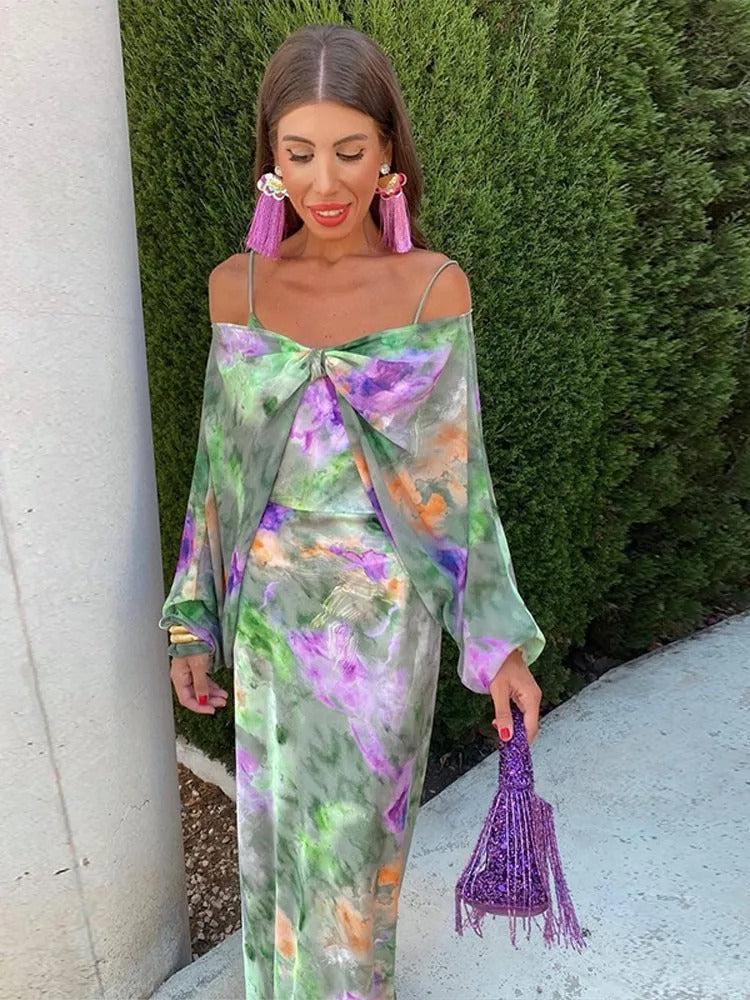 Levoire | Robe Maxi Teintée Halo Élégante Avec Dos Ouvert Pour Femmes Teint Mélangé
