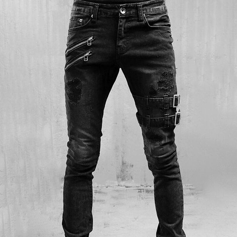 Levoire | Slim Fit Streetwear Jeans Homme Noir