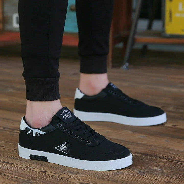 Levoire | Chaussures Pour Hommes Noires Respirantes À Bout Rond Noir blanc