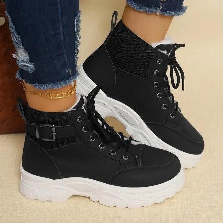 Levoire | Bottes À Plateforme Sportives À Lacets Pour Femmes Noir