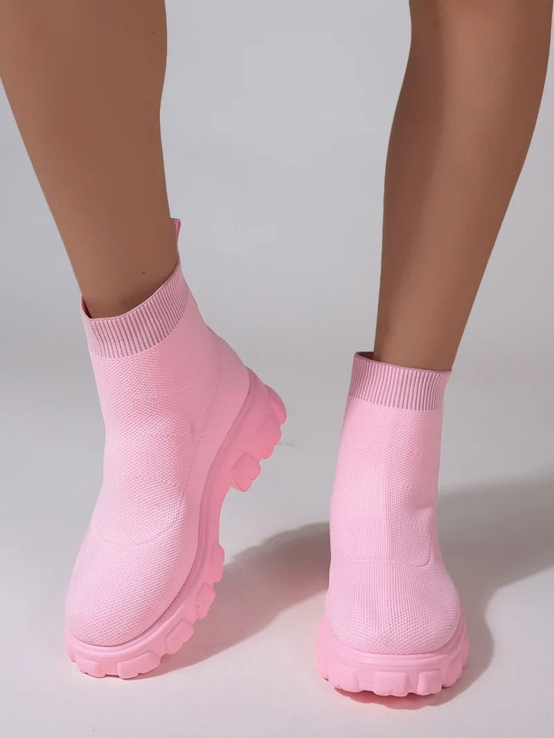 Levoire | Bottes En Filet Tendance Et Confortables Avec Semelle Haute Pour Femmes Rosa
