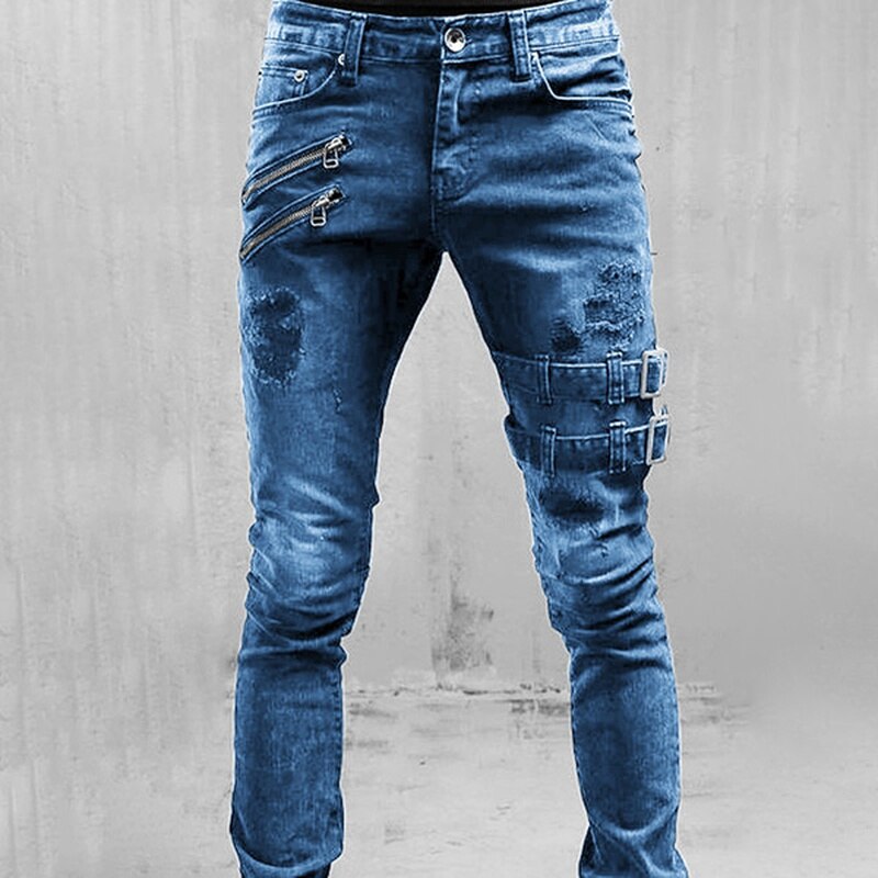 Levoire | Slim Fit Streetwear Jeans Homme Bleu