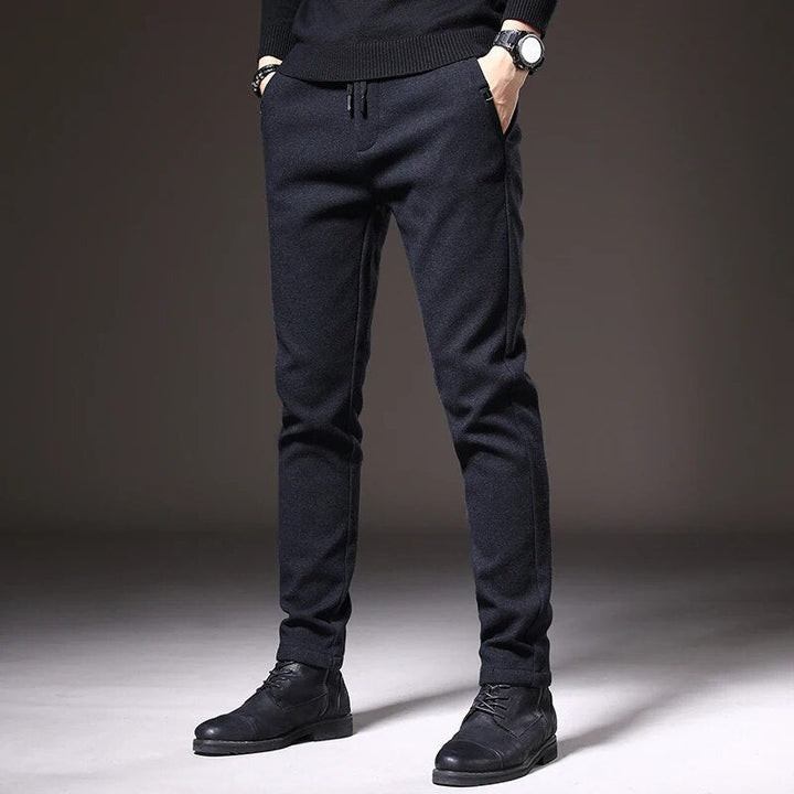 Levoire | Pantalons D'Automne Élégants En Tissu Brossé Pour Hommes bleu foncé