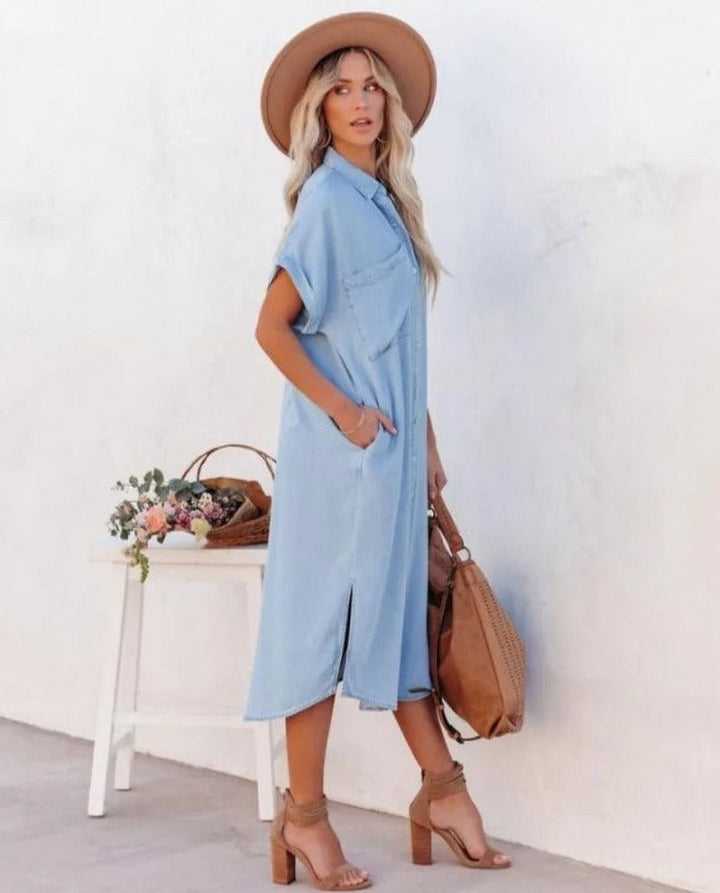 Levoire | Robe En Denim À Manches Courtes