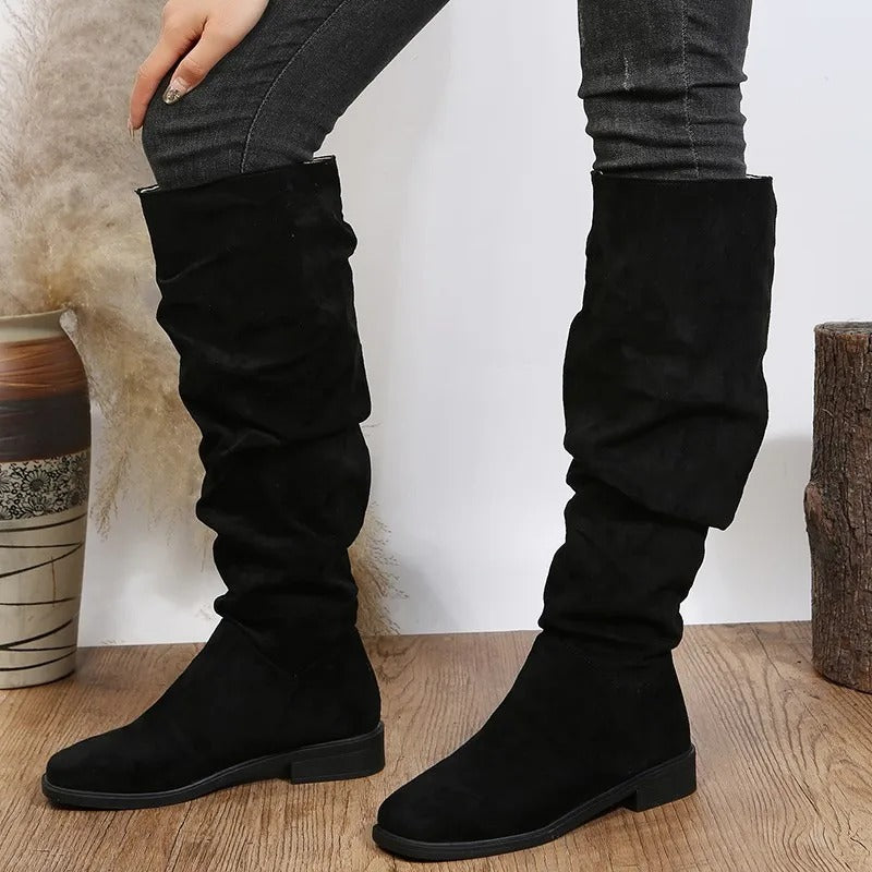 Levoire | Bottes Mi-Hautes Classiques À Bout Rond Pour Femmes Noir