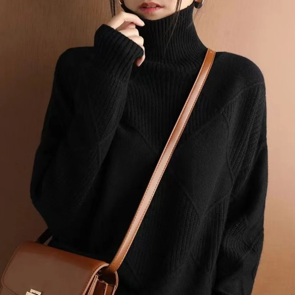Levoire | Pull Pour Femmes Avec Col Roulé En Cachemire Noir