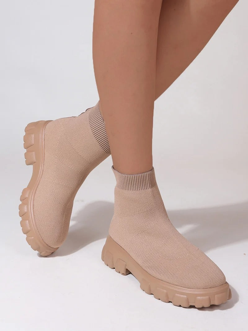 Levoire | Bottes En Filet Tendance Et Confortables Avec Semelle Haute Pour Femmes Abricot