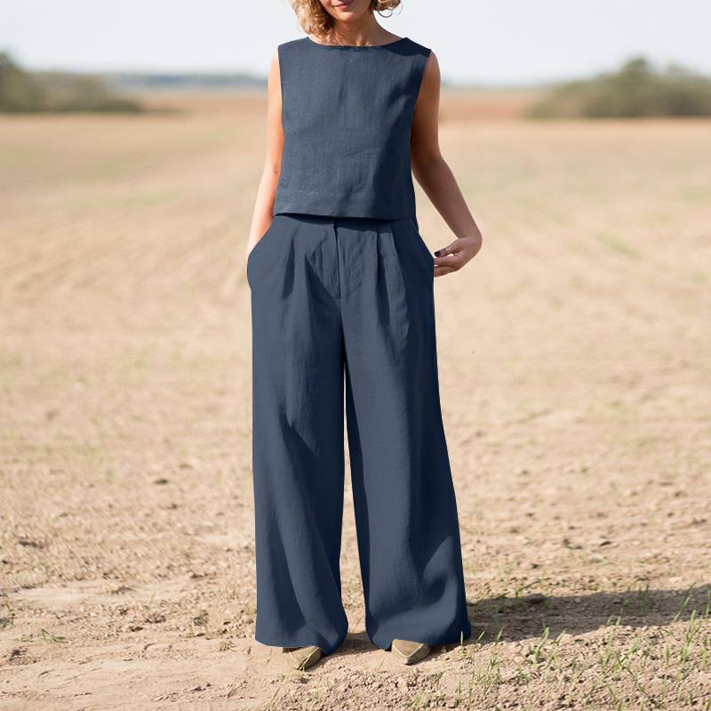 Levoire | Ensemble À Manches Courtes Plus Grand Pour Femmes Bleu