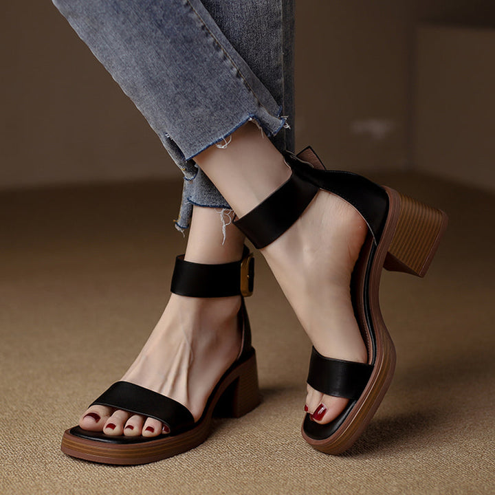 Levoire | Bottes Cuir Talon Moyen Sangles Boucles Noir