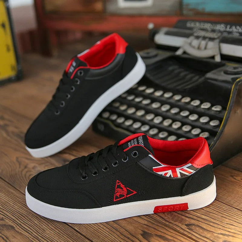 Levoire | Chaussures Pour Hommes Noires Respirantes À Bout Rond Noir rouge