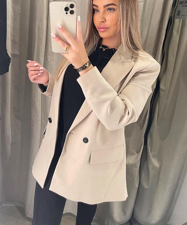 Levoire | Blazer Long Trendy Confortable Pour L'Automne Beige