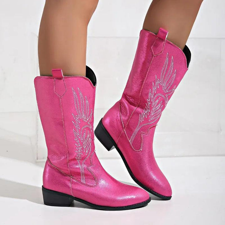 Levoire | Cuir Synthétique Bottes Cowboy Avec Doublure Confortable Rosa