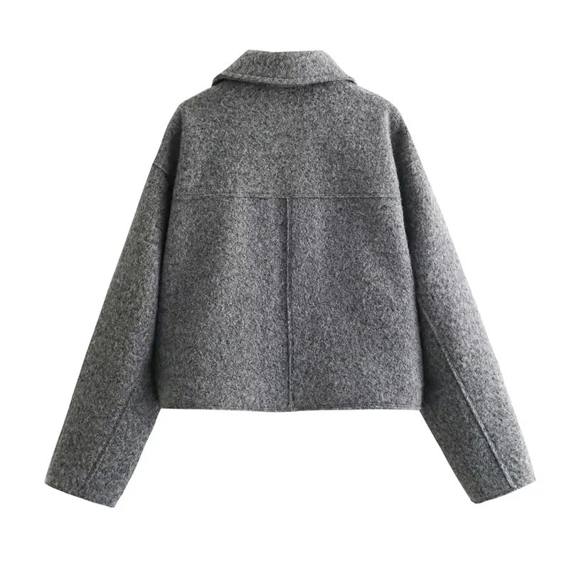 Levoire | Veste De Printemps/Transition Courte Tendance Et Élégante Avec Fermeture Éclair Et Col Retourné Pour Femmes