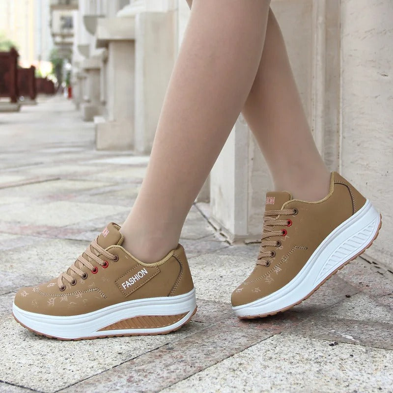 Levoire | Sneakers Tendance À Semelles Plates Avec Lacets Pour L'Automne Khaki