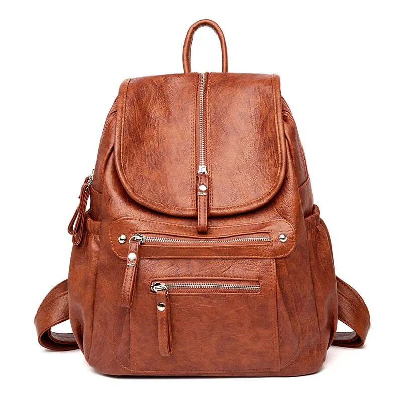 Levoire | Sac à dos en cuir confortable et léger pour femmes Braun