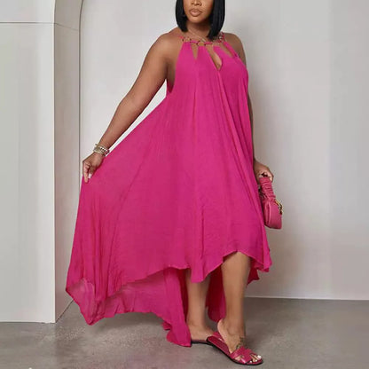 Levoire | chemise sexy longue à chaîne métallique large Rose