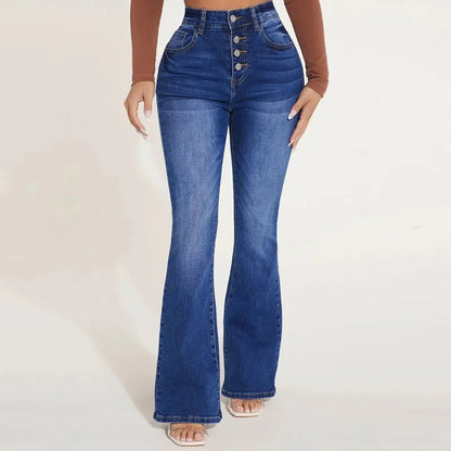 Levoire | Pantalon large extensible taille haute BLEU