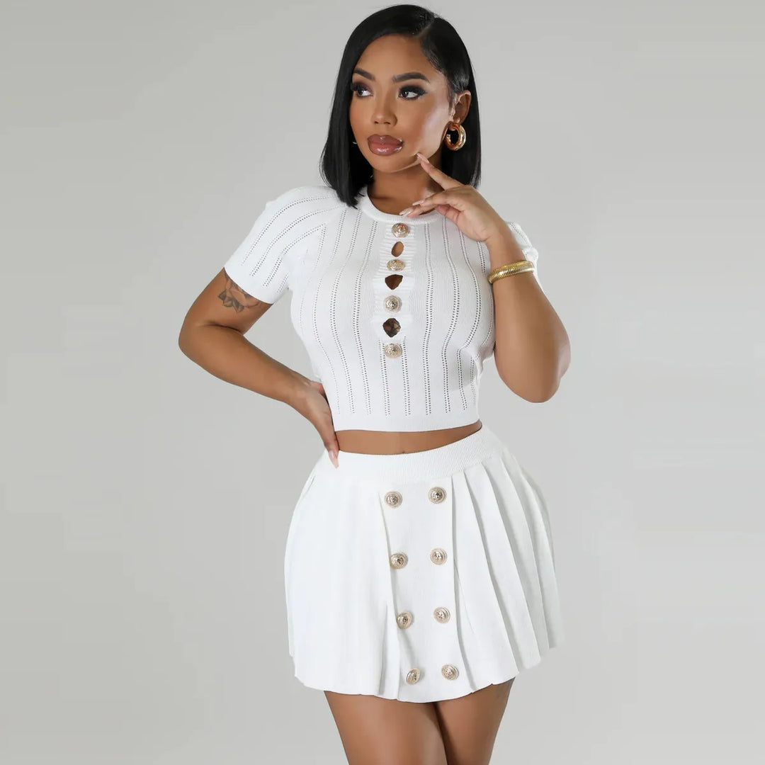 Levoire | chemise courte et jupe en tricot Blanc