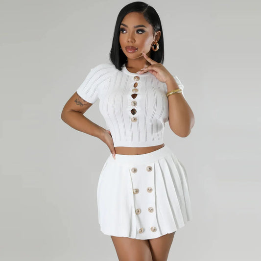 Levoire | chemise courte et jupe en tricot Blanc