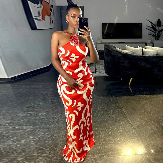 Levoire | Robe Longue Serrée Sans Bretelles ROUGE