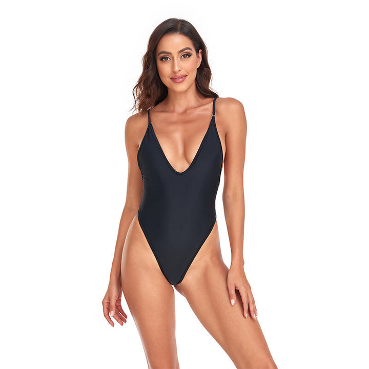 Levoire | Maillot de bain 1 Pièce Décolleté en V Bretelles spaghetti NOIR