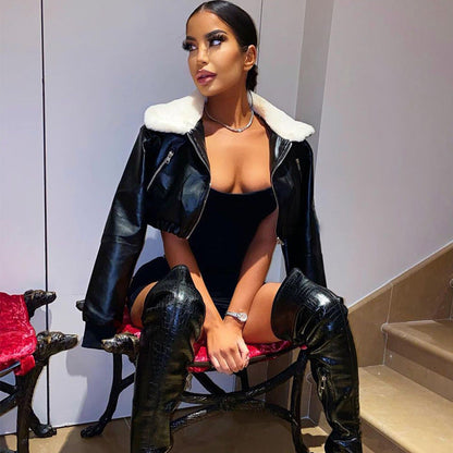 Levoire | hiver short vintage polaire doublé zip coupe retournée