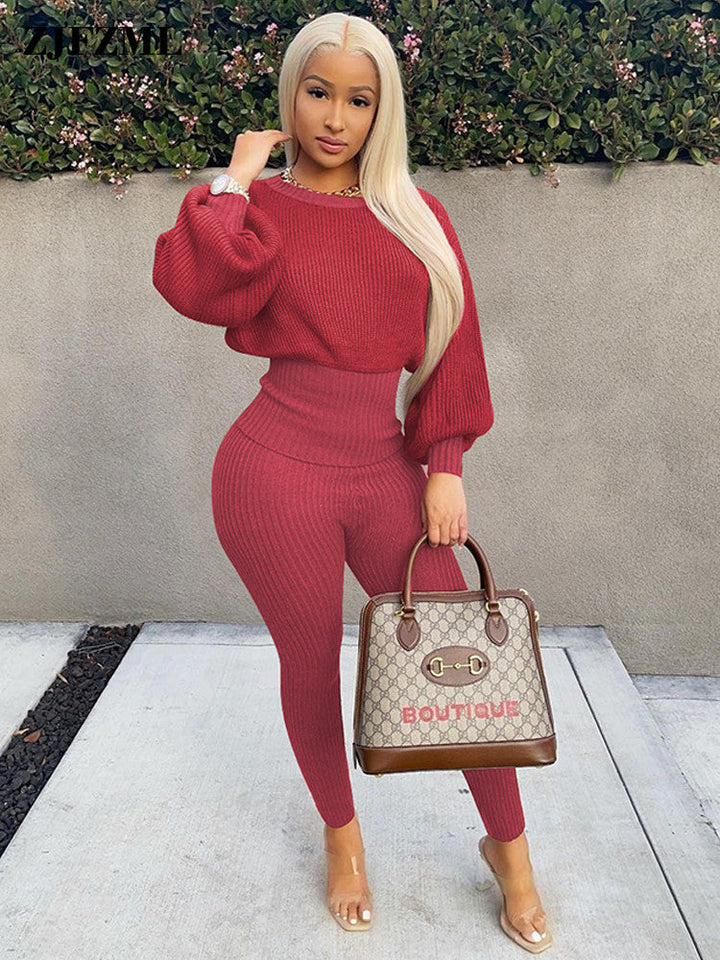 Levoire | top à manches longues pour une robe extensible et leggings assortis ROUGE FONCÉ