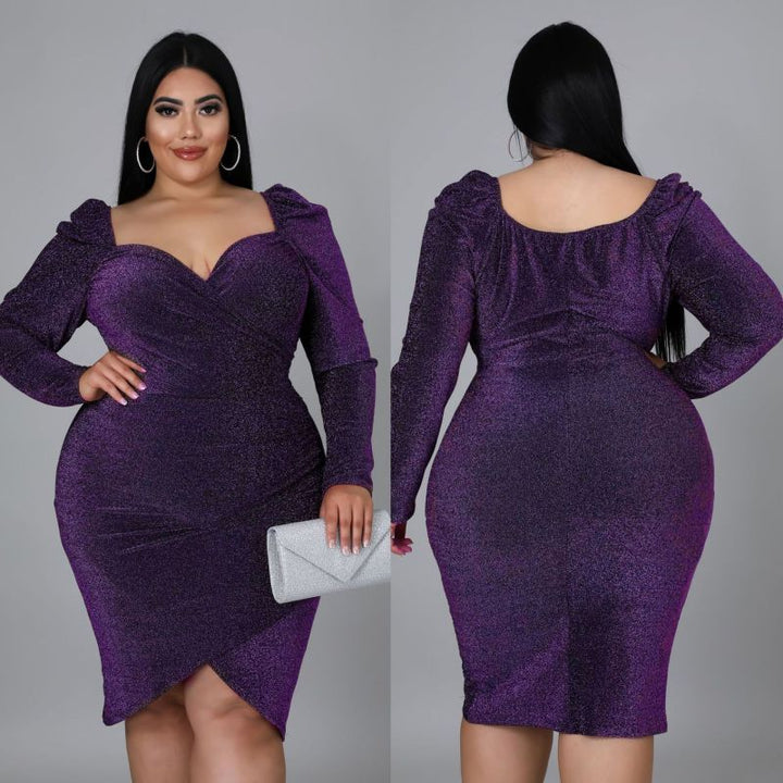 Levoire | robes de soirée courtes manches longues décolleté en V jupe irrégulière VIOLETTI L