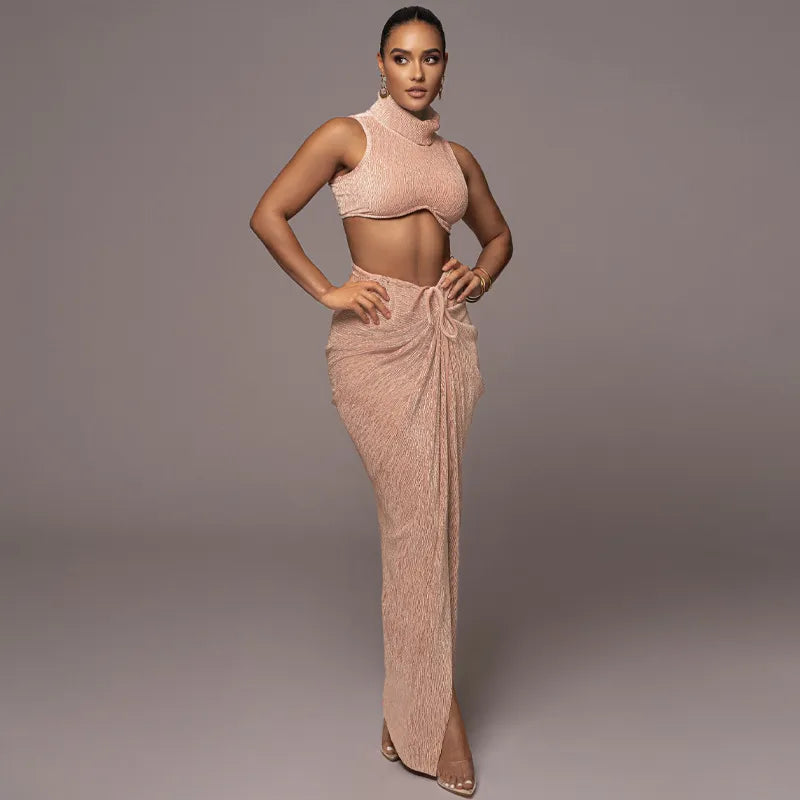 Levoire | Gilet Court Sans Manches Et Jupe Fendue ROSE