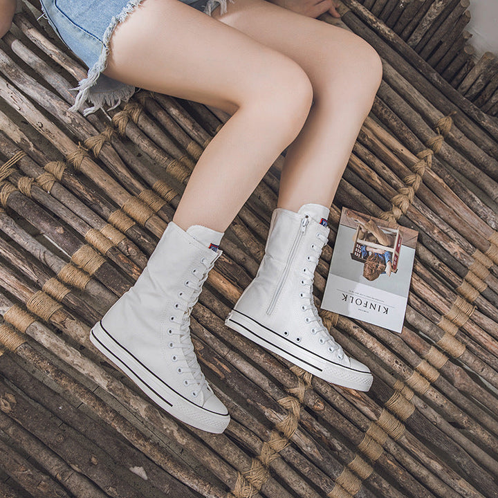 Levoire | chaussures en toile avec lacets et fermeture éclair sur le côté BLANC