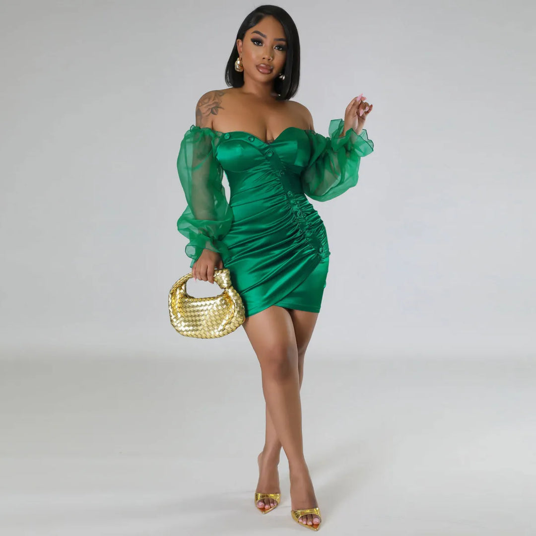 Levoire | bustier court à manches longues en tissu transparent Vert