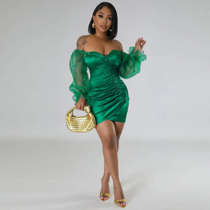 Levoire | bustier court à manches longues en tissu transparent Vert