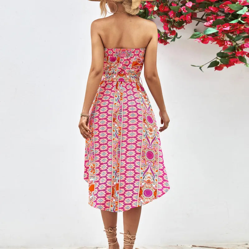 Levoire | robe tube mi-longue épaules nues motif floral