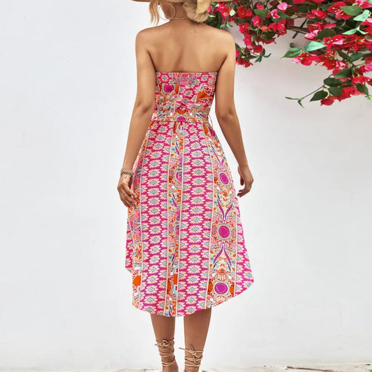 Levoire | robe tube mi-longue épaules nues motif floral