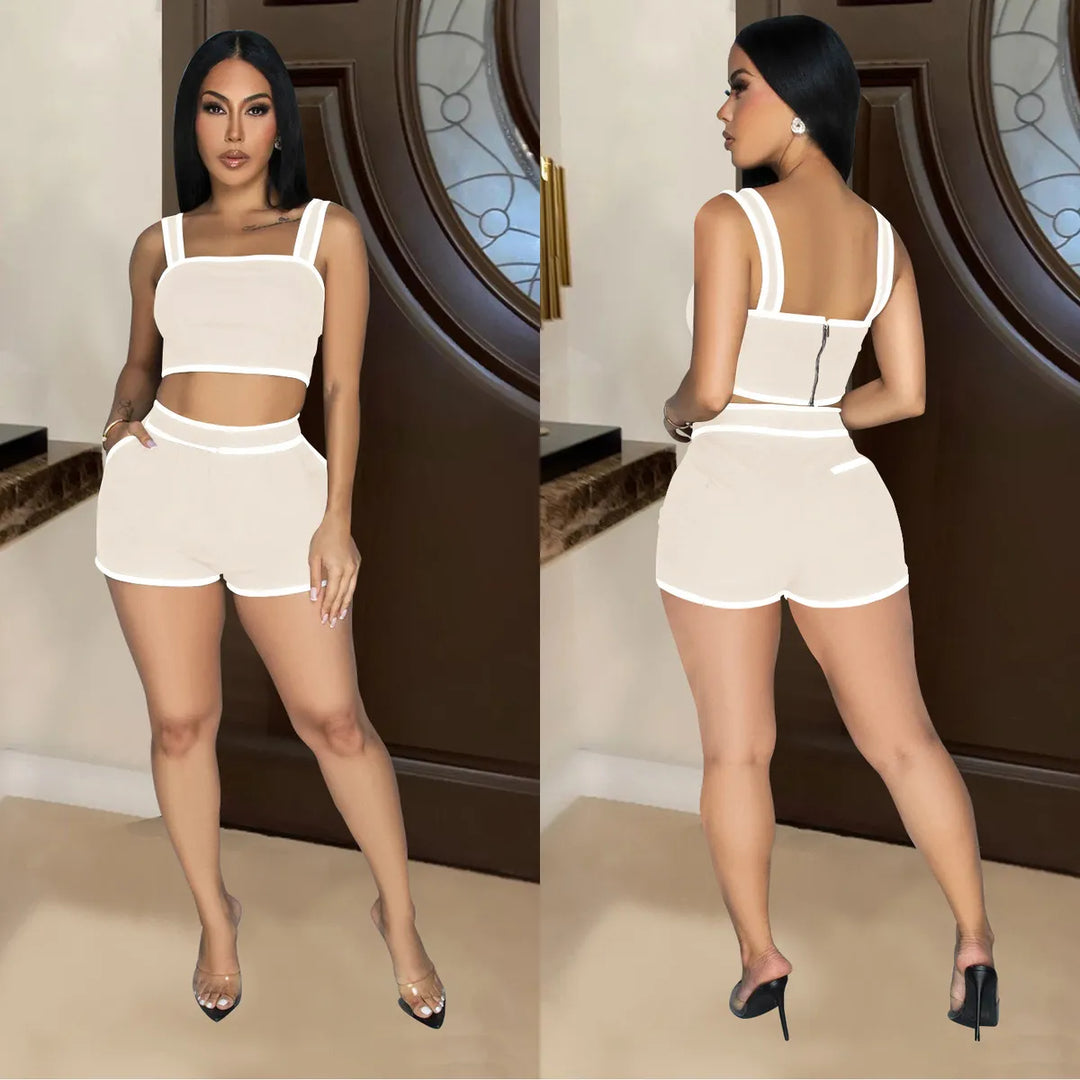 Levoire | débardeur court sans manches et shorts Beige