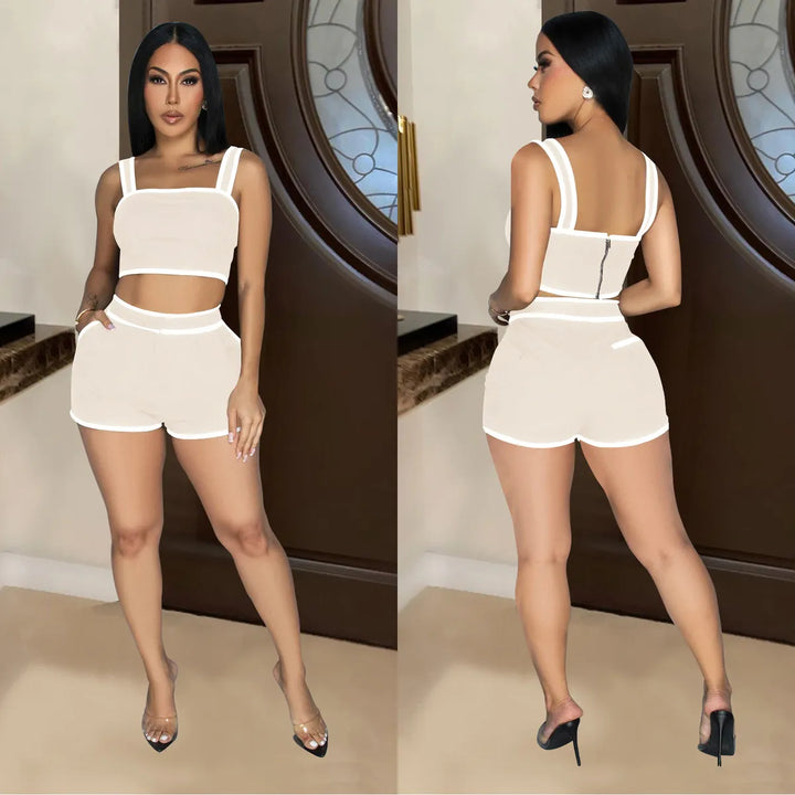 Levoire | débardeur court sans manches et shorts Beige