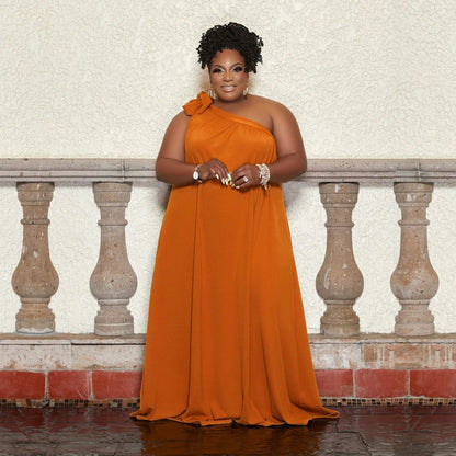 Levoire | robe longue à épaules nues Chameau XL