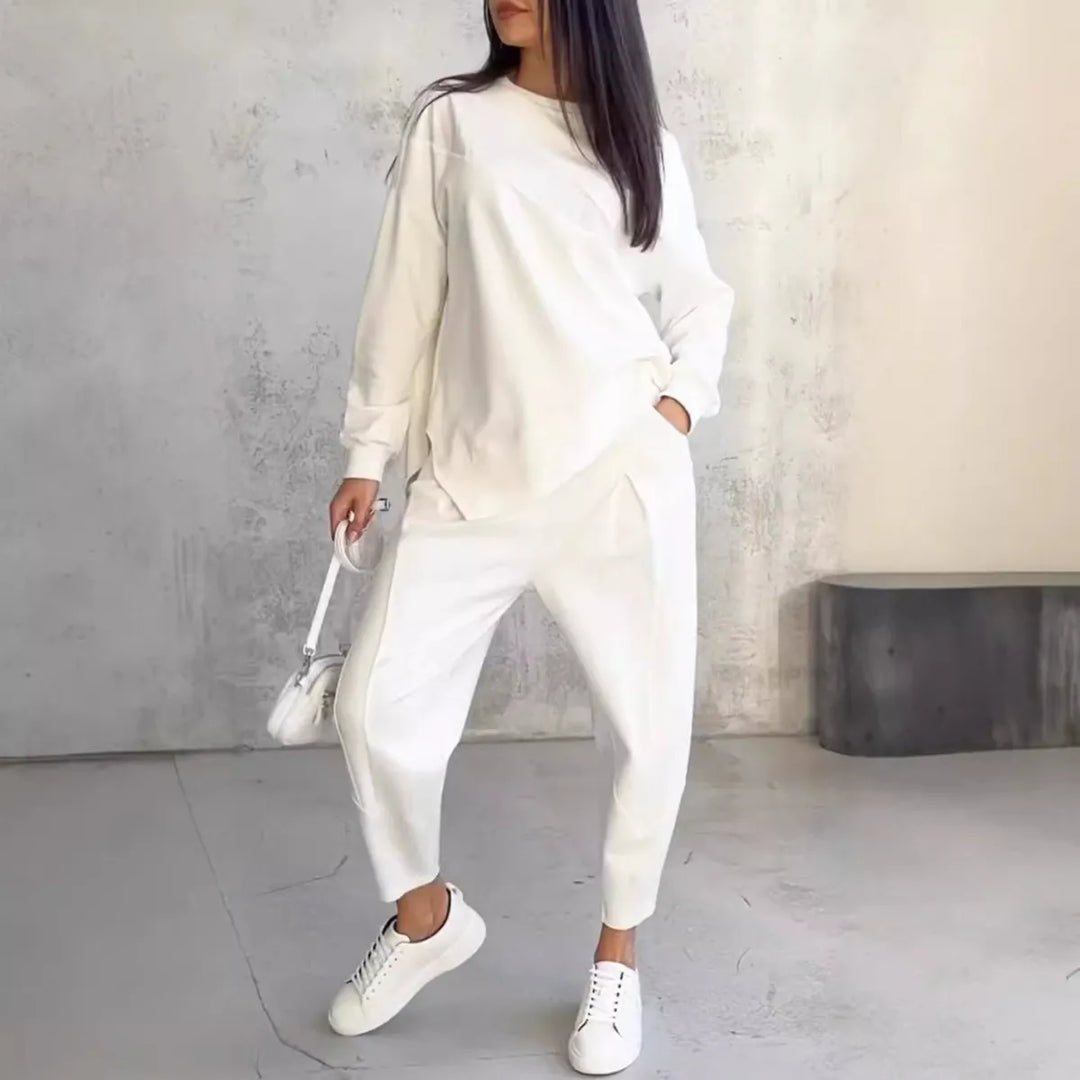 Levoire | col rond chemise à manches longues et pantalon Blanc