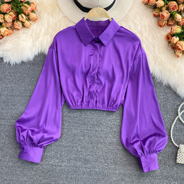 Levoire | courte en satin, manches longues bouffantes VIOLETTI Une taille