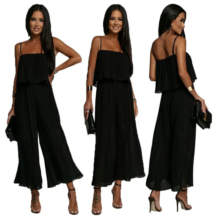 Levoire | Robe Hameet à Plis Larges avec Bretelles Ajustables NOIR