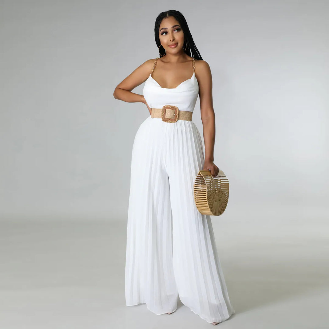 Levoire | pantalon à lacer en tissu avec un dos ouvert et des jambes larges plissées Blanc