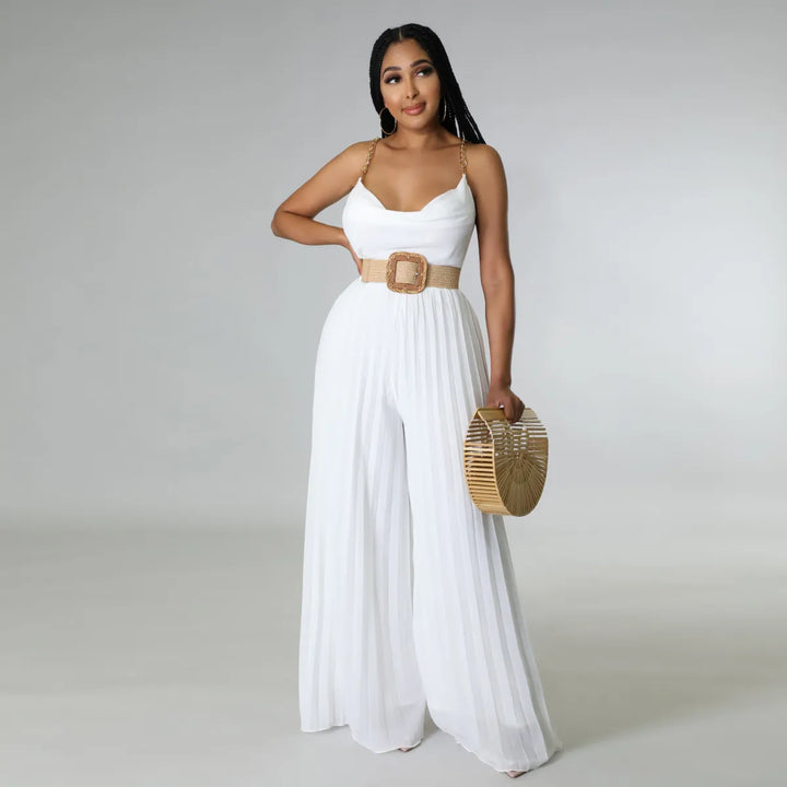 Levoire | pantalon à lacer en tissu avec un dos ouvert et des jambes larges plissées Blanc