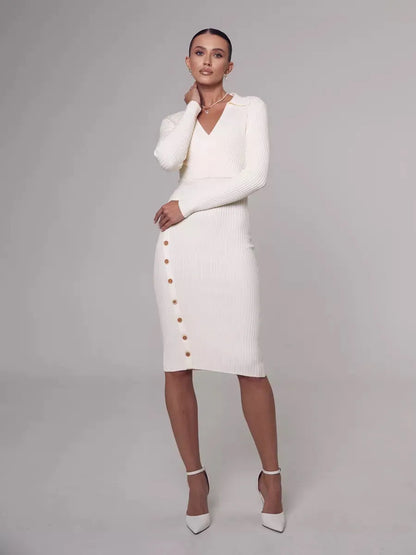 Levoire | V col top ajusté mi-long Blanc