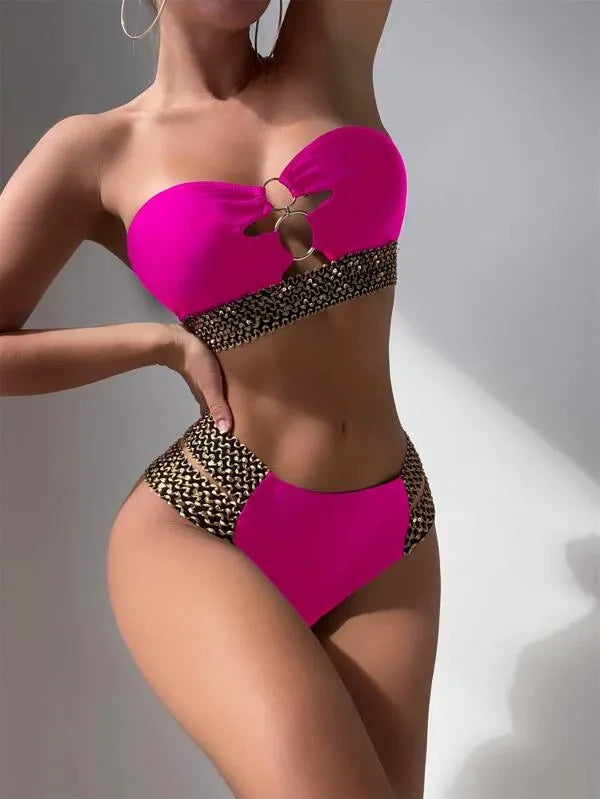 Levoire | Bikini sans Bretelles de Bain avec Chaîne ROSE