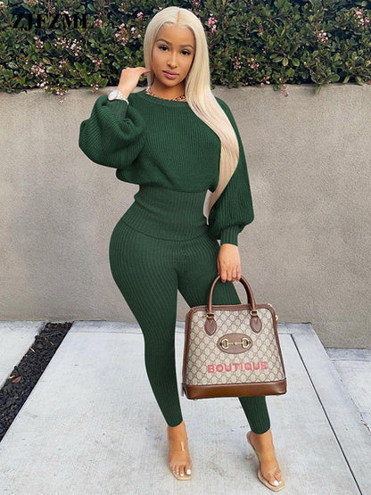 Levoire | top à manches longues pour une robe extensible et leggings assortis VERT