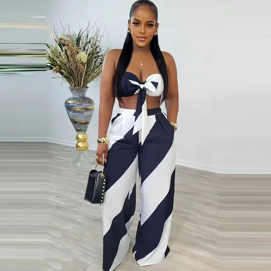 Levoire | top sans bretelles et pantalons larges doit